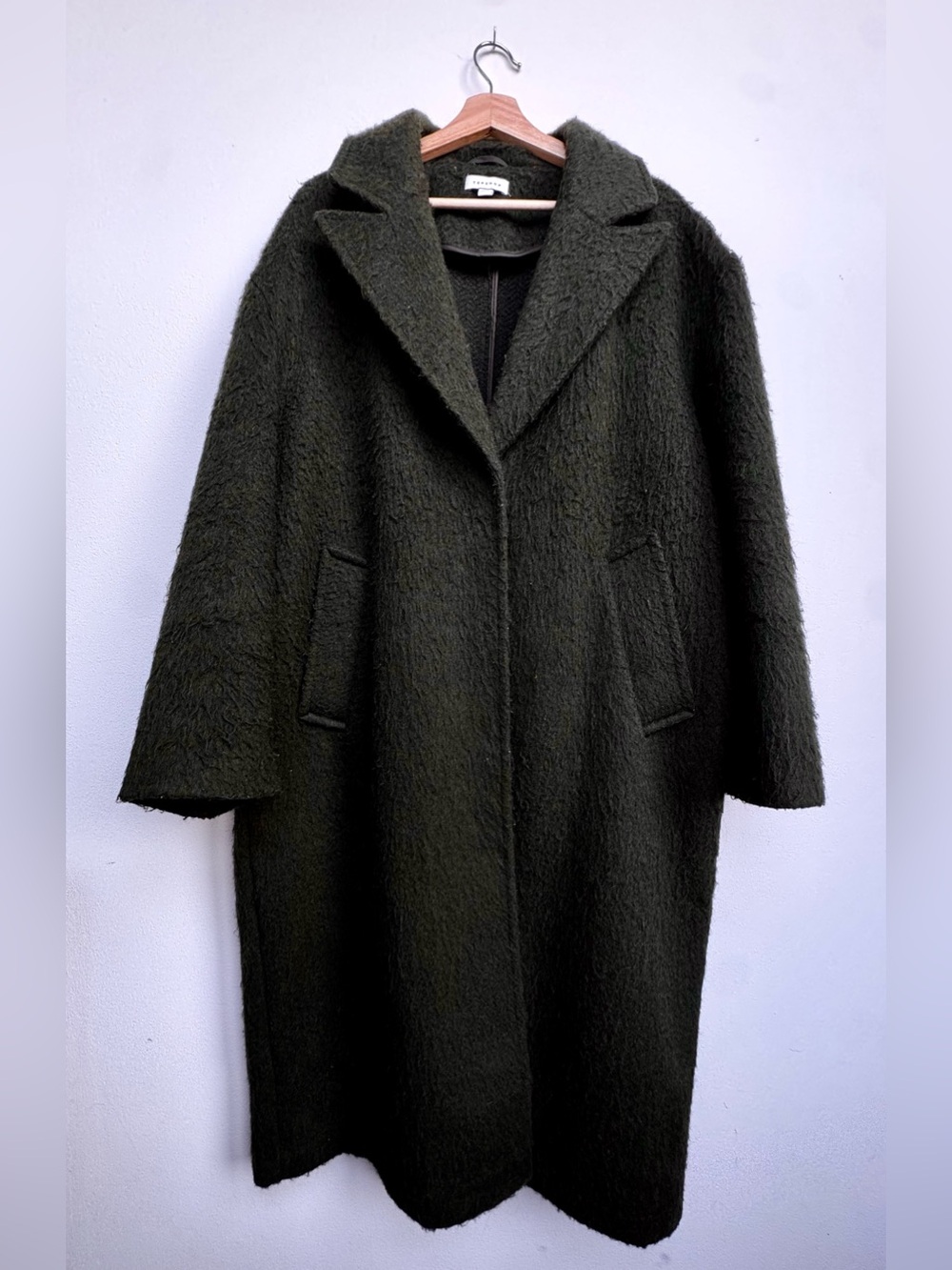 Topshop Oversized Dark Olive Green Cocoon Coat